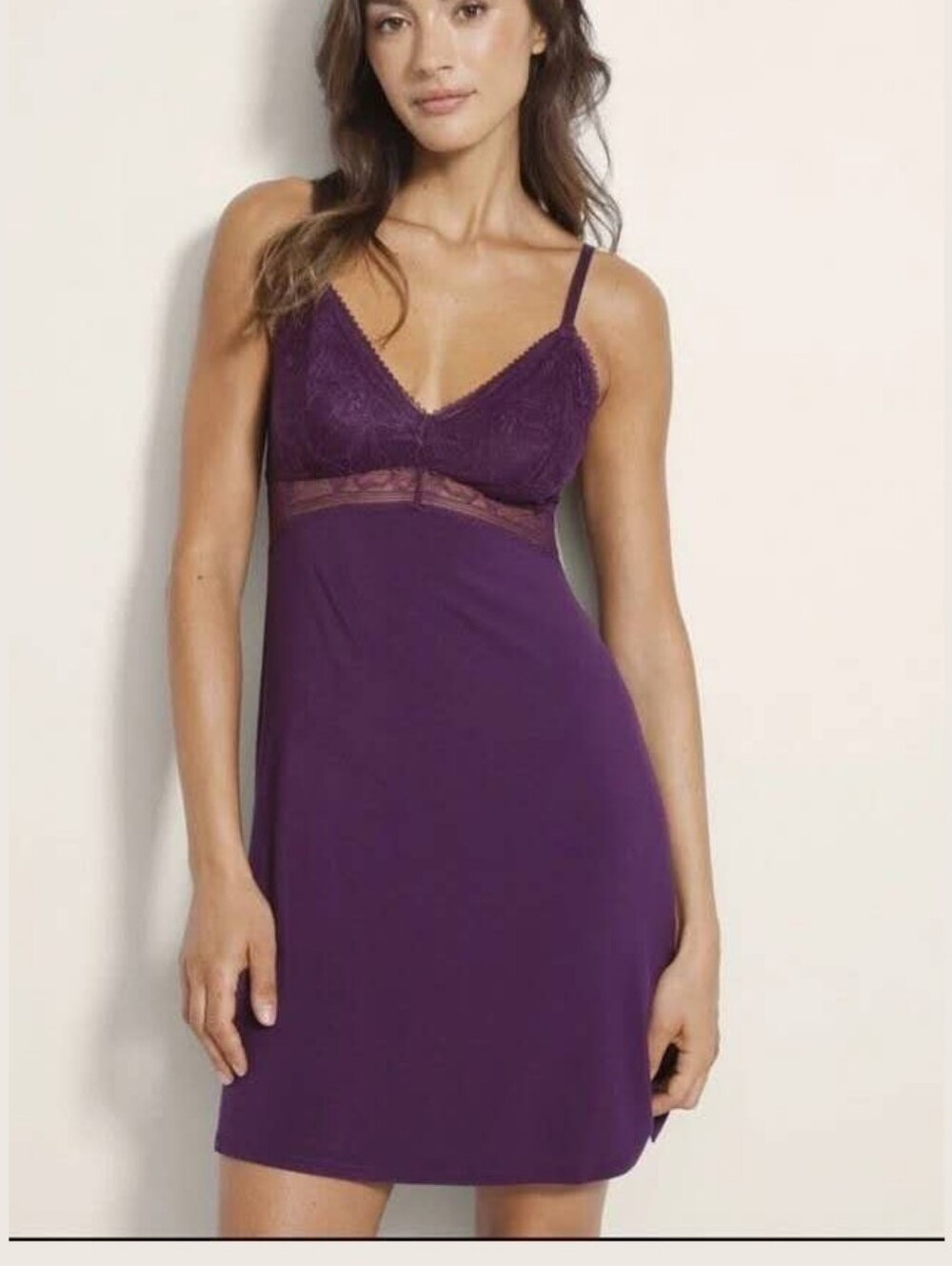 Soma Soft Support Lace Chemise Size S $79 Blackberry Wine Purple